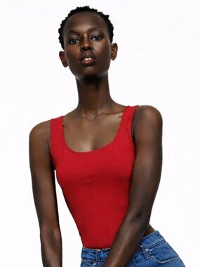 Zara NWOT Red Stretch Tank – Medium, Light Support